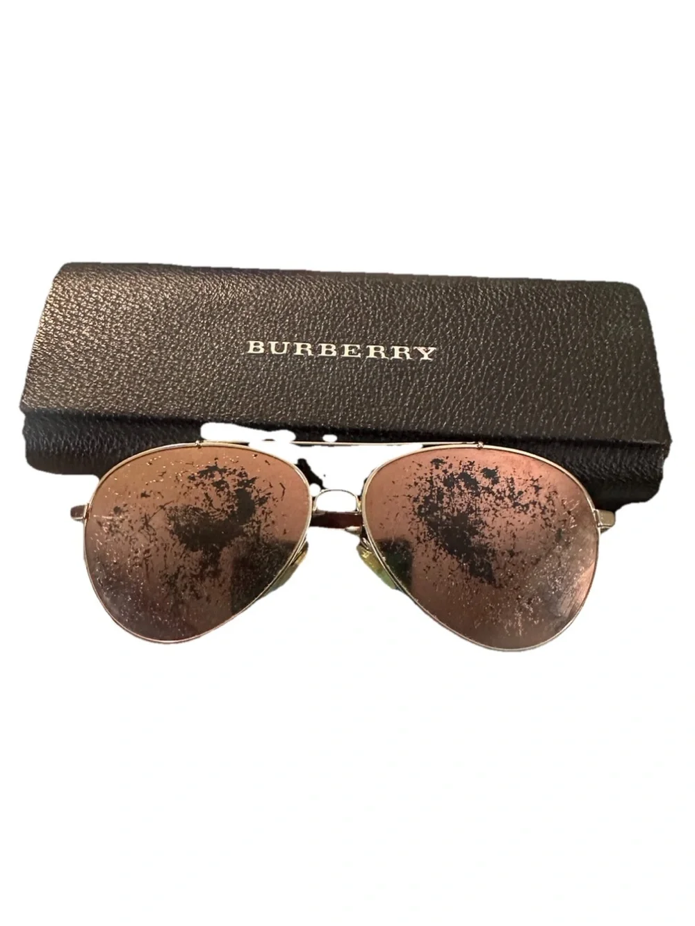 Burberry Aviator Rose Gold Sunglasses